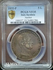 1832 P 5 Lire Argento .Italia