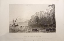 SORRENTO, the birthplace of Tasso - incisione inglese su acciaio originale, 1860