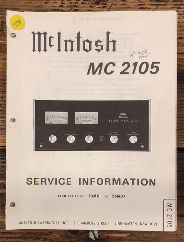 Mcintosh mc2105 2105 - mcintosh, mc-2105