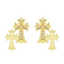 Orecchini a perno croce doppio strato gioielli cristiani fede regalo donna uomo