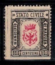 Ragusa - MNH 100% Italia fiscale 50 centesimi Stato Famiglia, Rosso/Nero