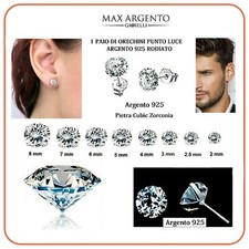 Orecchini  Argento 925  Brillantino Punto Luce  Zircone Mis° da 2 a 8 mm, Rodio