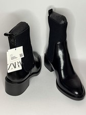 Zara Black Leather Block Heel