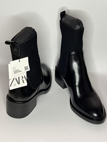 Zara black leather block heel - zara,
