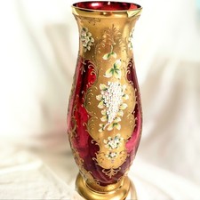 Splendido Vaso in Vetro di Murano – Altezza 51 cm – Lavorazione Oro e Smalti