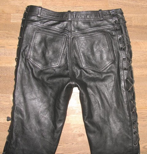 Jeans pelle uomo biker - jeans, in