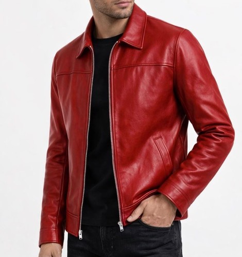 Giacca uomo rossa vera pelle