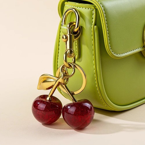 Red cherry keychain bag charm - bag,