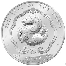 Bhutan Nu. 200 2026 Anno Lunare del Cavallo 1 Oz Argento 999 ST/BU