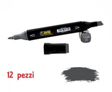 Set 12 Pz Pennarelli Doppia Punta Scuola Disegno Colore CG6 Cool Grey dfh