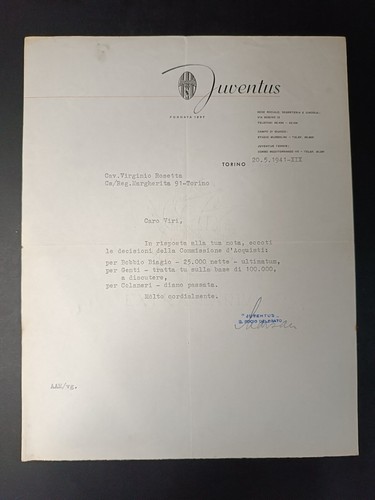 Juventus lettera 1941