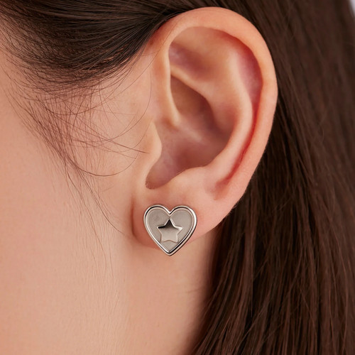 Orecchini cuore stella lobo - orecchini,