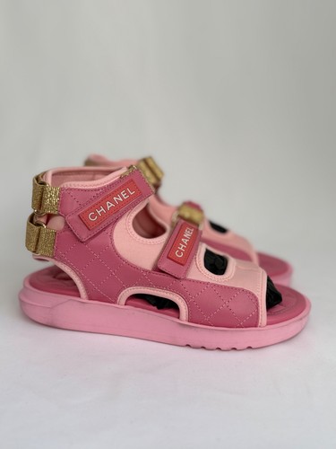 Sandali chanel rosa con logo - chanel,