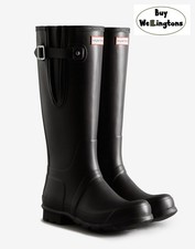 Stivali Wellington Hunter Wellies donna Norris larghi regolabili neri UK 5