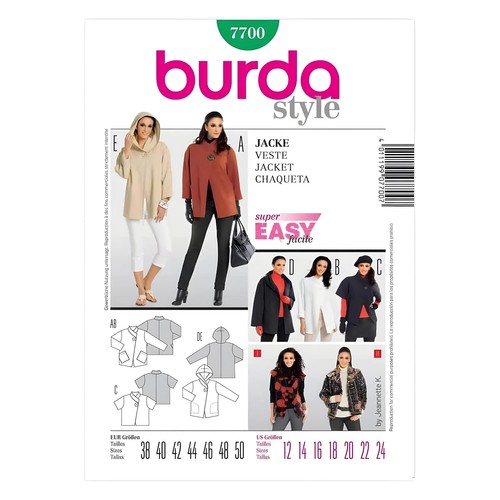Burda b7700 cartamodello - cartamodello, per