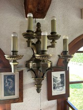 Applique Antico Da Parete In Ottone 5 Bracci 5 Luci