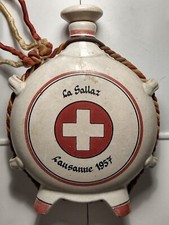 Bottiglia ceramica vintage. Tonda con cordoncino ornamentale. Usata