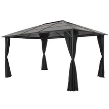 Gazebo con Tende 4x3x2,6m Nero