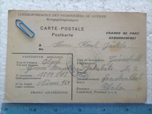 Cartolina pow prigioniero - pow, di