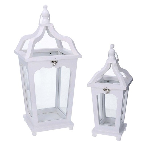 Set lanterne legno bianco - set,