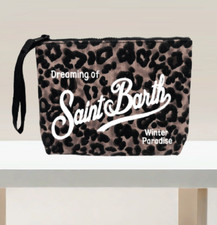 Borsa borsetta estiva saint barth pochette tela leopardata fatta a mano
