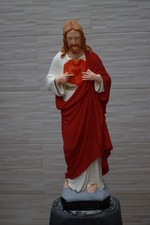 STATUA CUORE GESU' IN CEMENTO DIPINTO A MANO 83cm