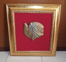 CARLO PULEO Bronzo dorato FIRMATO 1/25 Bassorilievo DONNA E COLOMBA pace