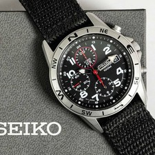 *Exc+5 con scatola* Orologio Uomo SEIKO Cronografo 7T92-0DX0 Quarzo Quadrante Nero Data 41mm