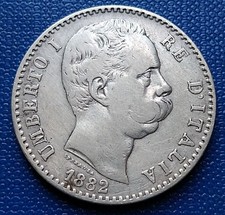 MONETA REGNO UMBERTO I 2 LIRE 1882 1°TIPO ZECCA DI ROMA,AG 835/10 GRAMMI CIRCA