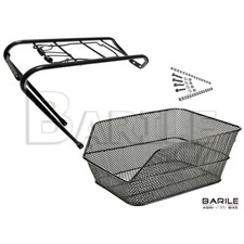 Cestino Posteriore Rettangolare Nero + Portapacchi Bici Olanda - City Bike - R