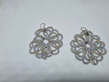 Orecchini Rosone, In Pizzo Con Swarovski E Argento, Nuovi Handmade 