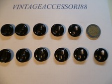 11 BOTTONI PLASTICA NERO 2 FORI VINTAGE ANNI 60 CAPPOTTO GIACCA DIAMETRO 2,2 CM