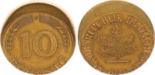 BRD 10 Pfennig 1950 F Difetto