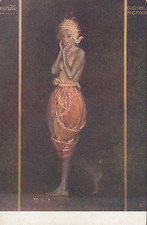 CARTOLINA  ARTE PITTURA GALILEO CHINI "ME SU" L' ATTRICE CULTURA NON VIAGGIATA