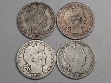 4 Dollari D'Argento Da Barbiere: 1906-D, 1903-S, 1912-S, 1909. #38