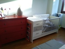 Letto Zoom (Trasformabile) Pali Legno di Faggio 168x79x86cm - Bianco