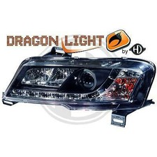 SET FARI FANALI ANTERIORI DRL DRAGON LIGHT LED NERI TUNING FIAT STILO 3 Porte 01
