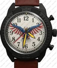 American Eagle Bandiera Aperto Ali Stile Militare Pelle Cinturino Polso Orologio
