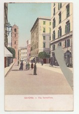 Antica Cartolina SAVONA, VIA VERZELLINO, COLORI