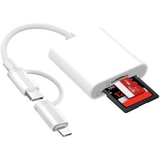 Lettore schede SD MicroSD USB C, 2-in-1, per iPhone, iPad, MacBook
