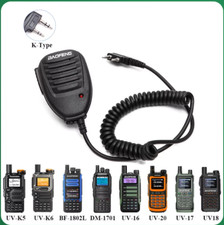MICROFONO con CUFFIA Auricolare KENWOOD Clip per Radio BOAFENG UV-5R DOPPIO JACK