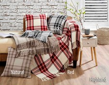 Coperta In Tartan Scozzese A Quadri In Cotone 100% Per Divano O Cuscini
