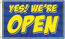 Bandiera Yes We're Open Blue