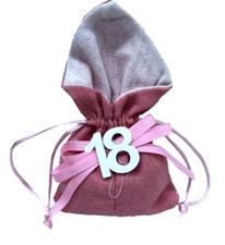 24 Pz Bomboniera Sacchetto Juta Tessuto 18 Anni Compleanno Rosa Bomboniera