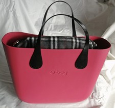 O bag Borsa Nuova Originale O bag - Col. CORALLO Int. QUADRI Manici NERO