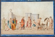 stampa antica neoclassica scena mitologica eneide enea didone acquatinta 1770