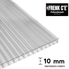 LASTRA POLICARBONATO RINFORZATO TRASPARENTE ALVEOLARE 10MM 4 PARETI FINO 3000 mm