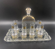 Set Liquore Digestive Alcolici Caraffa Bottiglia bicchieri shot Vetro d'orato