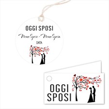 Bigliettini Bomboniera Personalizzato - OGGI SPOSI MOD 2 - con piega o tondo