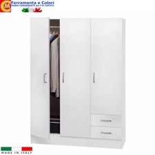 Armadio 3 ante 2 Cassetti Bianco armadietto appendiabiti corridoio Camera Letto